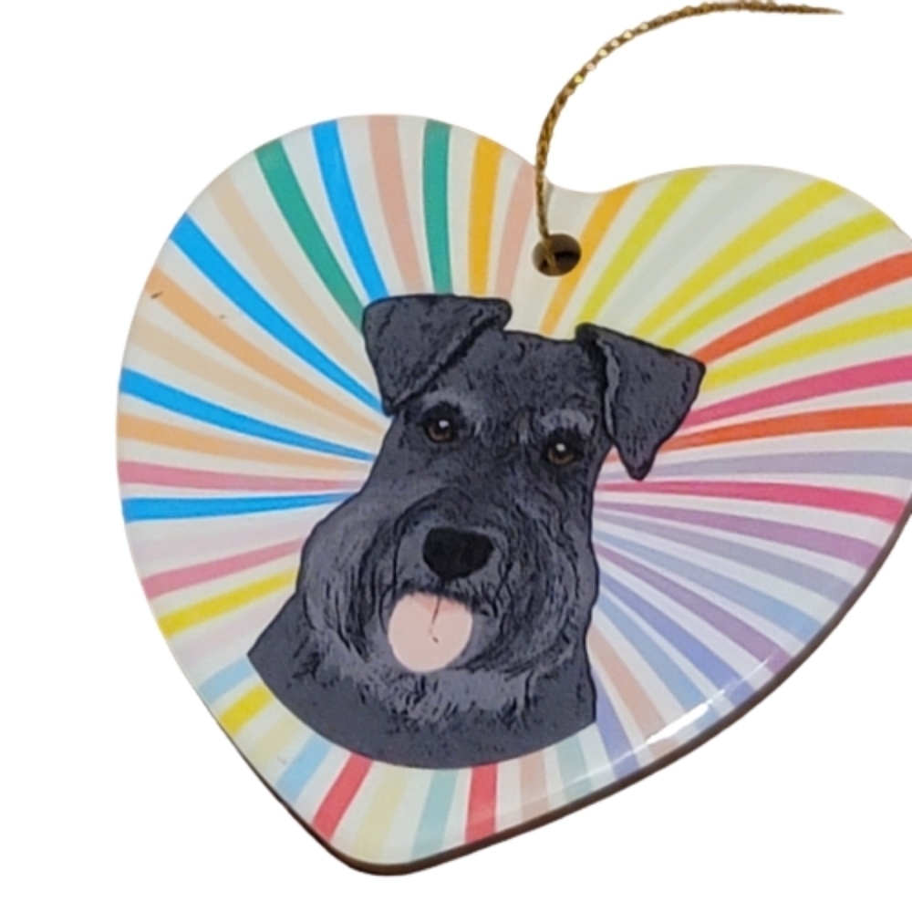 SCHNAUZER grey dog Ceramic Heart Ornament